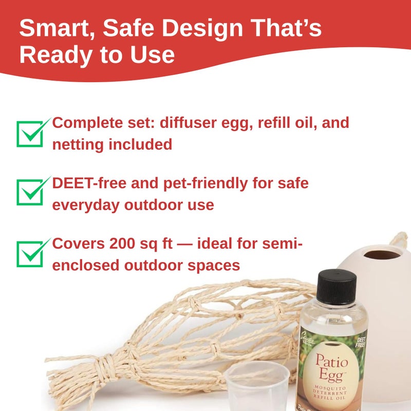 Skeeter Screen Patio Egg Diffuser â€“ Decorative Essential Oil Set with 3-Month Supply â€“ No Flame or Power â€“ Includes Beaker & Netting â€“ Patios, Garages, Stables â€“ Covers Up to 300 Sq Ft - Image 3